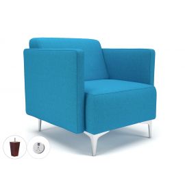 Napa Slim Arm 75cm Wide Armchair Everlasting Fabric Ebony Wood Feet With Socket