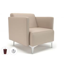 Napa Slim Arm 75cm Wide Armchair Taupe Faux Leather Ebony Wood Feet With Socket