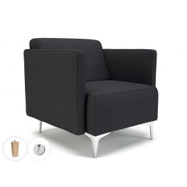 Napa Slim Arm 75cm Wide Armchair Ebony Fabric Light Wood Feet With Socket