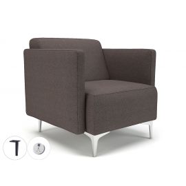 Napa Slim Arm 75cm Wide Armchair History Fabric Matt Black Feet With Socket