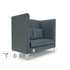 Altus 128cm Wide Privacy Booth Atlantic Faux Leather Chrome Feet With Socket