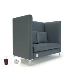 Altus 128cm Wide Privacy Booth Atlantic Faux Leather Ebony Wood Feet With Socket