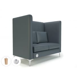 Altus 128cm Wide Privacy Booth Atlantic Faux Leather Light Wood Feet With Socket