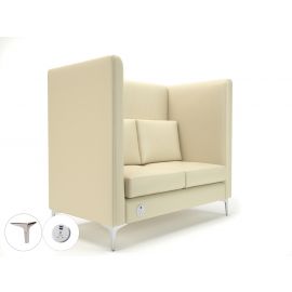 Altus 128cm Wide Privacy Booth Chalk Faux Leather Chrome Feet With Socket