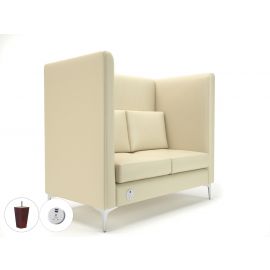 Altus 128cm Wide Privacy Booth Chalk Faux Leather Ebony Wood Feet With Socket