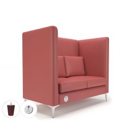 Altus 128cm Wide Privacy Booth Chilli Faux Leather Ebony Wood Feet With Socket