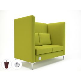 Altus 128cm Wide Privacy Booth Citron Fabric Ebony Wood Feet With Socket
