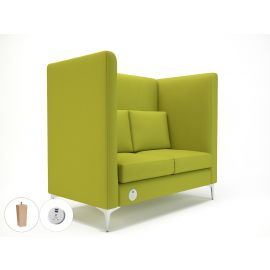 Altus 128cm Wide Privacy Booth Citron Fabric Light Wood Feet With Socket