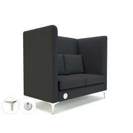 Altus 128cm Wide Privacy Booth Ebony Fabric Chrome Feet With Socket