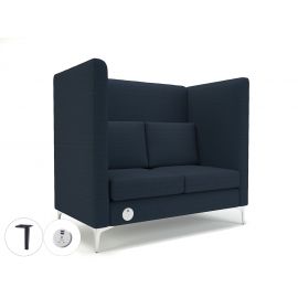 Altus 128cm Wide Privacy Booth Forward Fabric Matt Black Feet With Socket