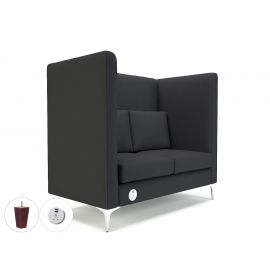 Altus 128cm Wide Privacy Booth Ebony Fabric Ebony Wood Feet With Socket