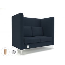 Altus 128cm Wide Privacy Booth Forward Fabric Light Wood Feet With Socket