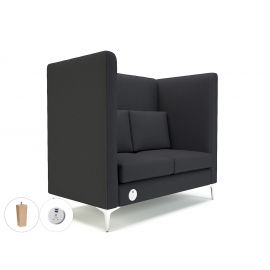 Altus 128cm Wide Privacy Booth Ebony Fabric Light Wood Feet With Socket
