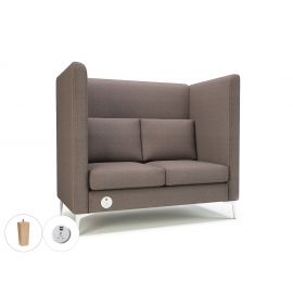 Altus 128cm Wide Privacy Booth History Fabric Light Wood Feet With Socket