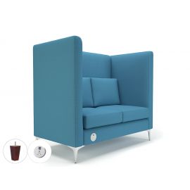 Altus 128cm Wide Privacy Booth Lagoon Fabric Ebony Wood Feet With Socket