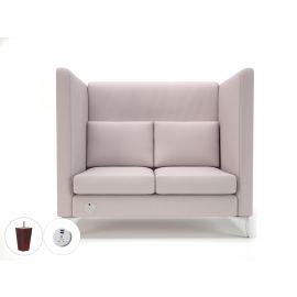 Altus 128cm Wide Privacy Booth Linen Fabric Ebony Wood Feet With Socket