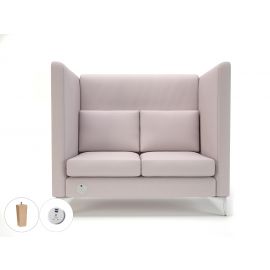 Altus 128cm Wide Privacy Booth Linen Fabric Light Wood Feet With Socket