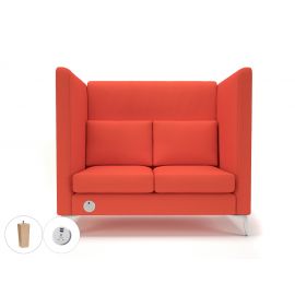 Altus 128cm Wide Privacy Booth Marmalade Fabric Light Wood Feet With Socket