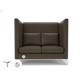 Altus 128cm Wide Privacy Booth Mocha Faux Leather Chrome Feet With Socket