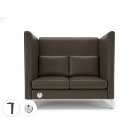 Altus 128cm Wide Privacy Booth Mocha Faux Leather Matt Black Feet With Socket
