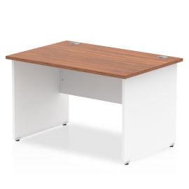 Impulse 1200 x 800mm Straight Desk Walnut Top White Panel End Leg