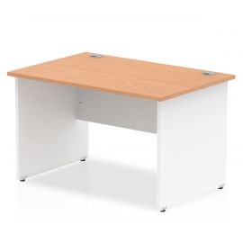Impulse 1200 x 800mm Straight Desk Oak Top White Panel End Leg