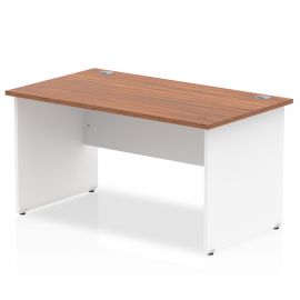 Impulse 1400 x 800mm Straight Desk Walnut Top White Panel End Leg