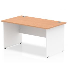 Impulse 1400 x 800mm Straight Desk Oak Top White Panel End Leg