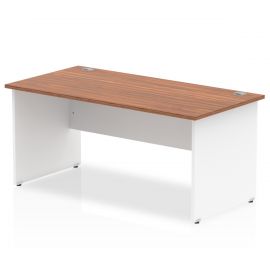 Impulse 1600 x 800mm Straight Desk Walnut Top White Panel End Leg