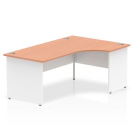 Impulse 1800mm Right Crescent Desk Beech Top White Panel End Leg