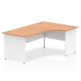 Impulse 1800mm Right Crescent Desk Oak Top White Panel End Leg