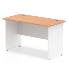 Impulse 1000 x 600mm Straight Desk Oak Top White Panel End Leg
