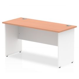 Impulse 1400 x 600mm Straight Desk Beech Top White Panel End Leg