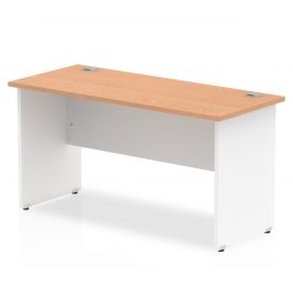 Impulse 1400 x 600mm Straight Desk Oak Top White Panel End Leg