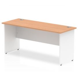 Impulse 1600 x 600mm Straight Desk Oak Top White Panel End Leg