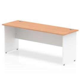 Impulse 1800 x 600mm Straight Desk Oak Top White Panel End Leg