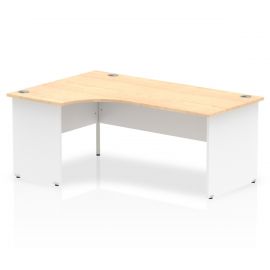 Impulse 1800mm Left Crescent Desk Maple Top White Panel End Leg