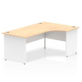 Impulse 1800mm Right Crescent Desk Maple Top White Panel End Leg