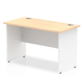 Impulse 800 x 600mm Straight Desk Maple Top White Panel End Leg