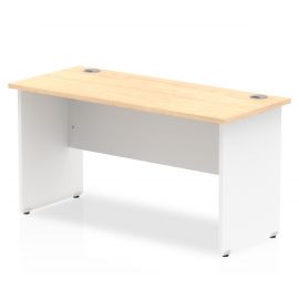 Impulse 1400 x 600mm Straight Desk Maple Top White Panel End Leg