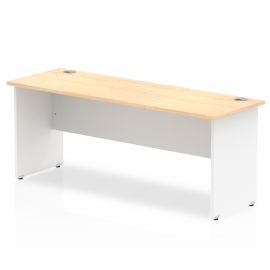 Impulse 1800 x 600mm Straight Desk Maple Top White Panel End Leg