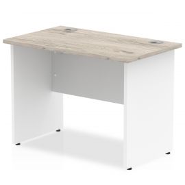 Impulse 1000 x 600mm Straight Desk Grey Oak Top White Panel End Leg