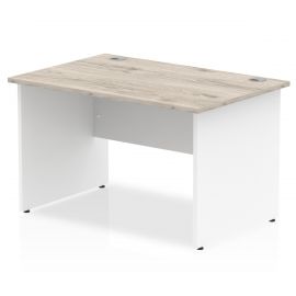 Impulse 1200 x 800mm Straight Desk Grey Oak Top White Panel End Leg