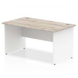 Impulse 1400 x 800mm Straight Desk Grey Oak Top White Panel End Leg