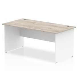 Impulse 1600 x 800mm Straight Desk Grey Oak Top White Panel End Leg
